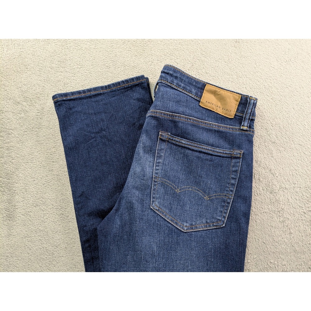 American Eagle Original Straight AirFlex+ Mens Jeans 29x32 Dark Wash Blue